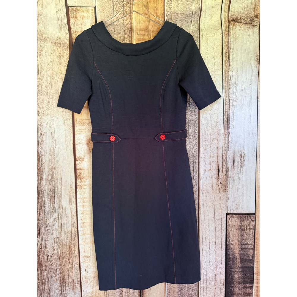 Boden Betty Ottoman Dress Work Office Navy Blue Red Timeless Minimalist US 8R